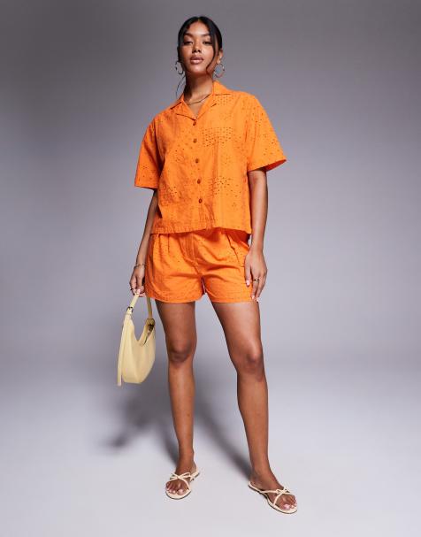 River Island broderie co-ord in orange - view 1