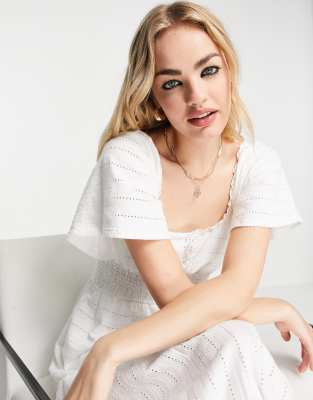 River Island broderie lace midi dress in white | ASOS