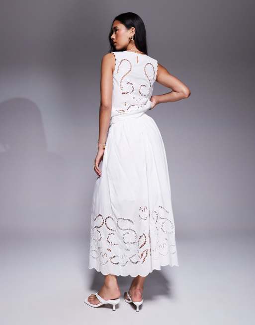 River Island broderie maxi skirt in white (part of a set), 2 of 5