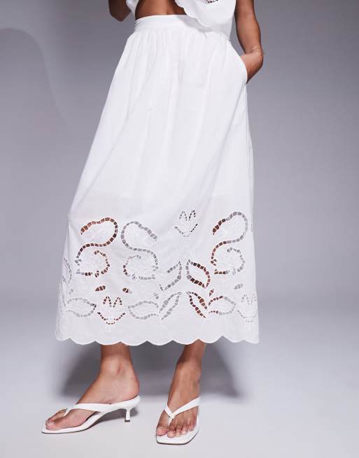 River Island broderie maxi skirt in white (part of a set), 5 of 5