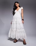 [River Island] River Island broderie midi dress in cream-White 8 CREAM