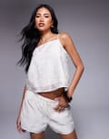 [River Island] River Island broderie patterned cami top in cream (Part of a set)-White 14 CREAM