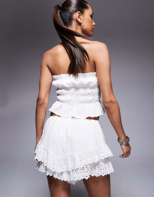River Island broderie skort in white, 4 of 5