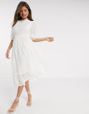 white broderie smock dress