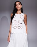 [River Island] River Island broderie tank top in white (part of a set) 18 WHITE