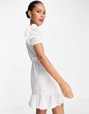 white wrap tea dress