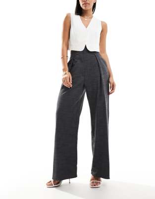 River Island - Broek met rechte pijpen in donkergrijs