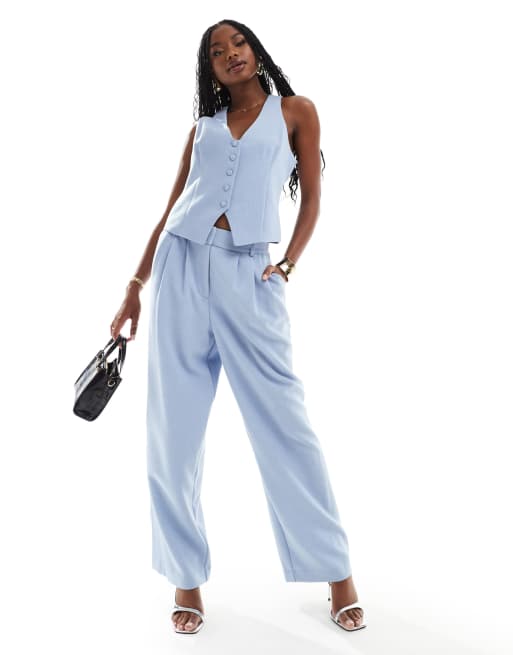 River Island - Broek met wijde pijpen in blauw