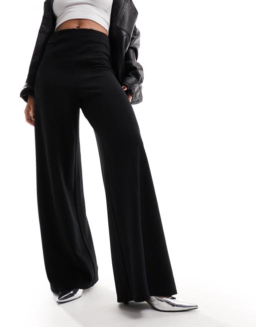 River Island - Broek met wijde pijpen in zwart