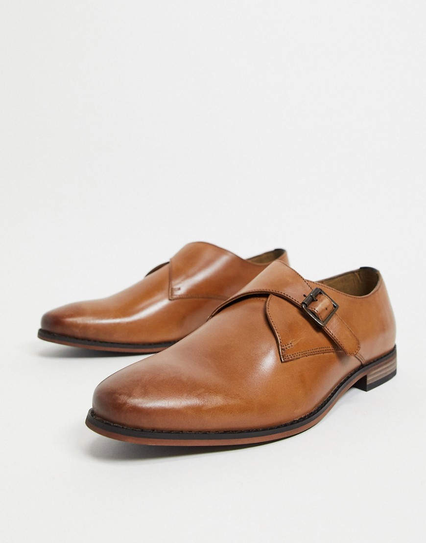 River Island brogues with monk strap in brown
