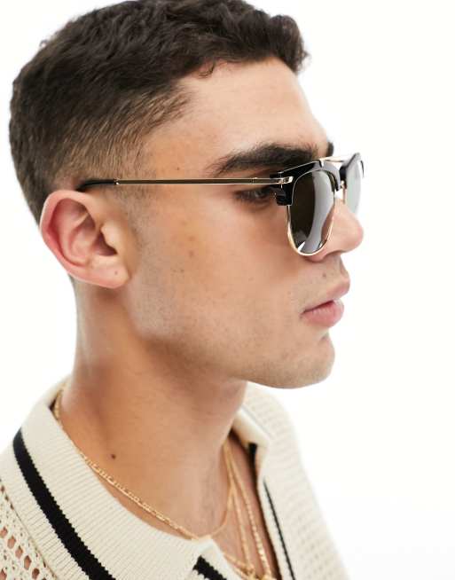 River Island brow bar sunglasses in black ASOS