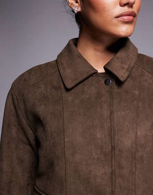 River Island - Brun jakke i imiteret ruskind med afslappet pasform, 3 af 4