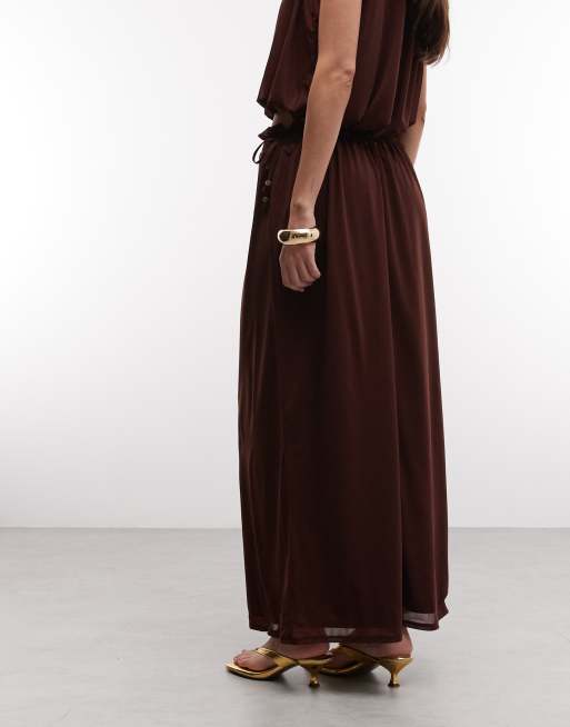 River Island – Brun maxikjol i chiffong med knytning i midjan, 5 av 5