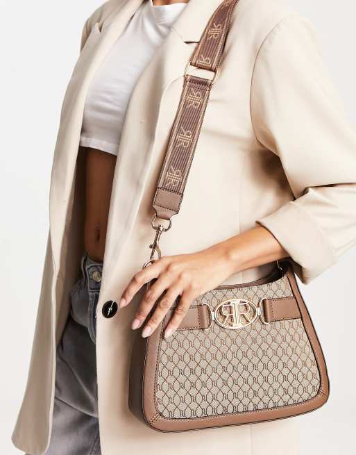 River Island – Brun, rundad handväska med monogram, 4 av 4