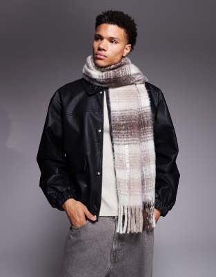 River Island River Island brushed checked scarf in brown
