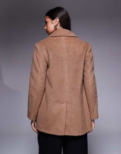River Island brushed faux wool blazer in light brown, 3 of 4