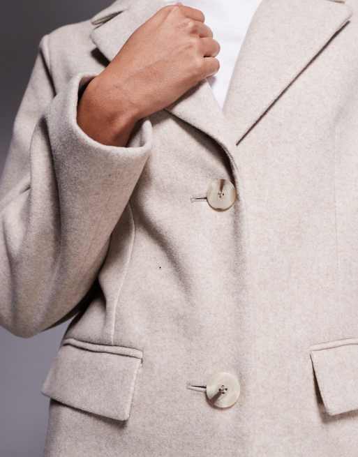 River Island brushed long line coat in light beige, 2 of 4