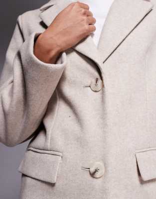 River Island Brushed Longline Coat In Gray