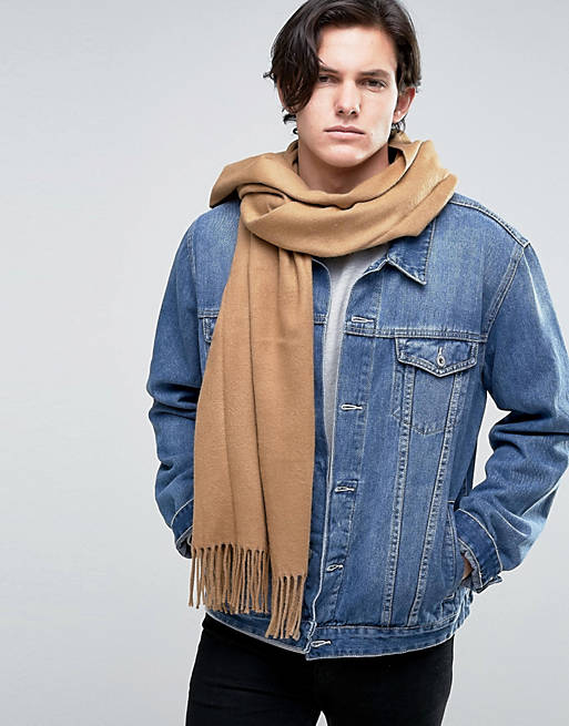 River Island Brushed Scarf In Camel