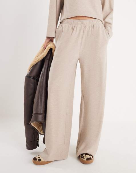 River Island Brushed wide leg trousers in beige - light - view 1