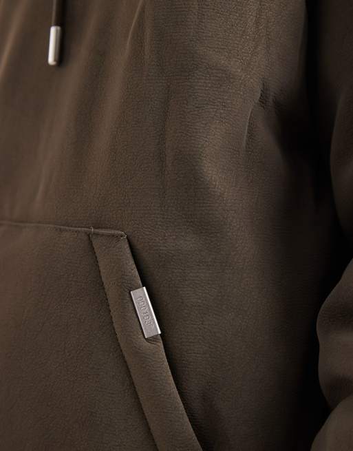 River Island bubble hem embossed hooded jacket in stone, 5 of 5