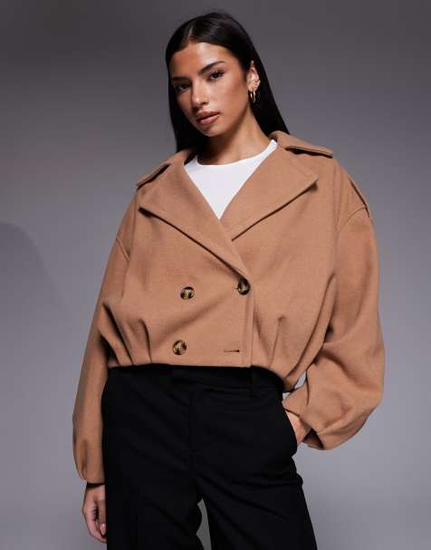 River island bubble hem short wool look jacket in light brown - view 1