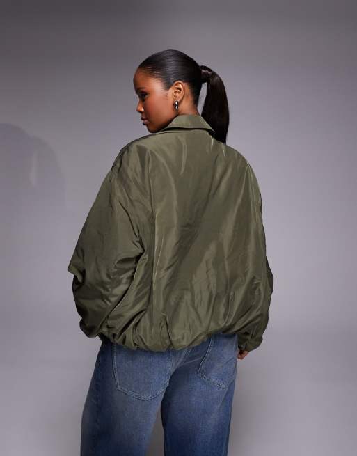 River island bubble hem tech jacket in khaki green , 4 of 4