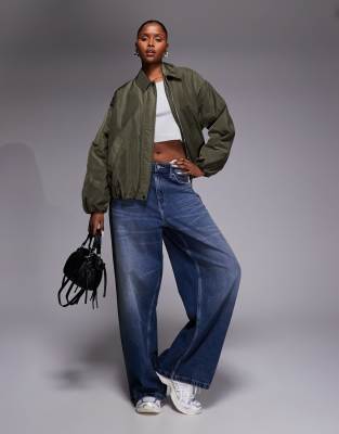 River Island Bubble Hem Tech Jacket In Gray