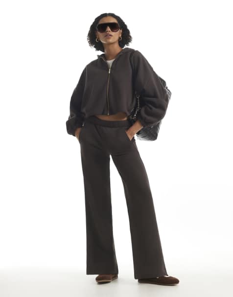 River Island bubble hem tracksuit co-ord in brown - view 1