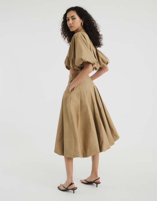 River Island bubble midi skirt in stone - part of a set