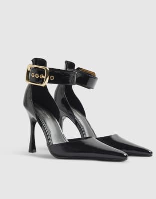  Buckle ankle strap court heels 