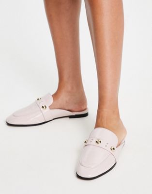 River Island buckle detail backless loafer in light pink - ASOS Price Checker