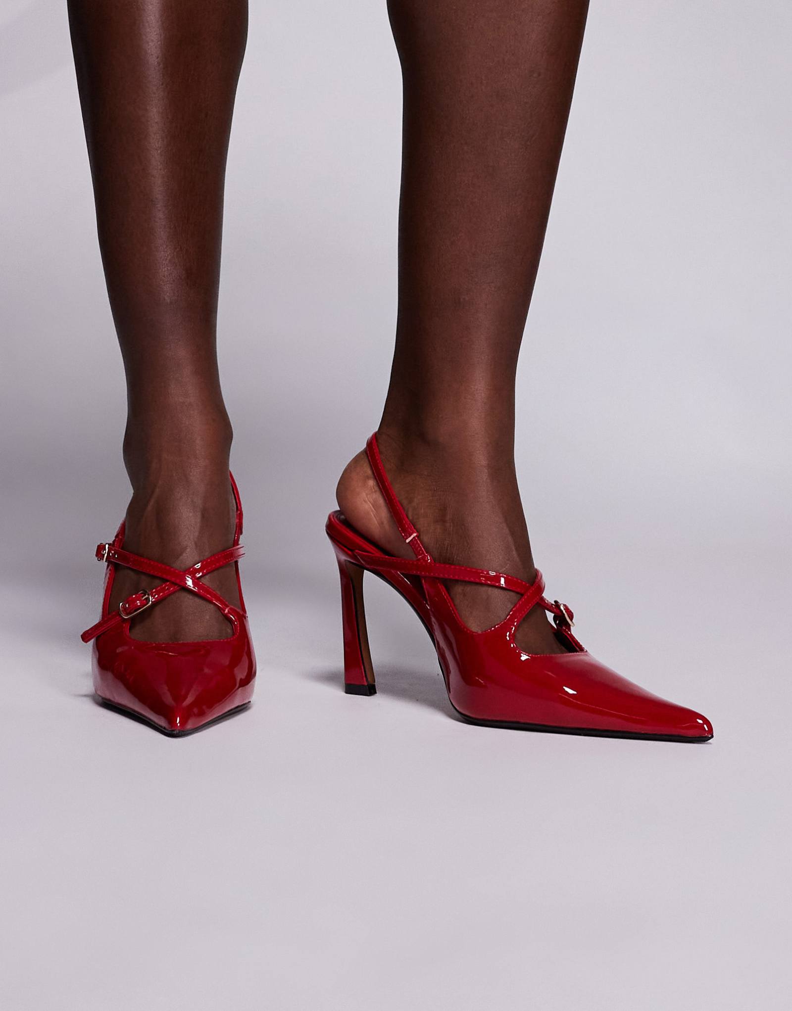 Бордовый каблук с ремешком сзади и пряжкой River Island бордового цвета