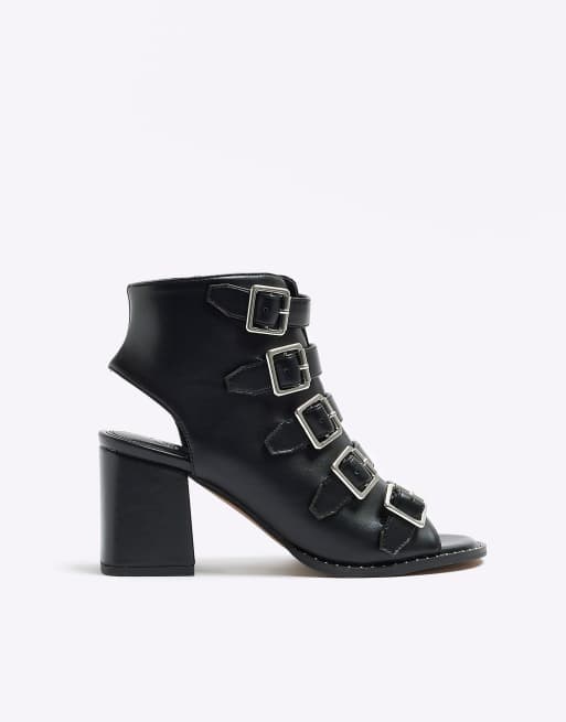 River Island Buckle heeled shoes in black