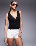 [River Island] River Island buckle singlet in black 14 BLACK