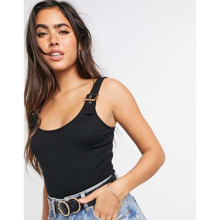 Rue21 Black Buckle Strap Bodysuit