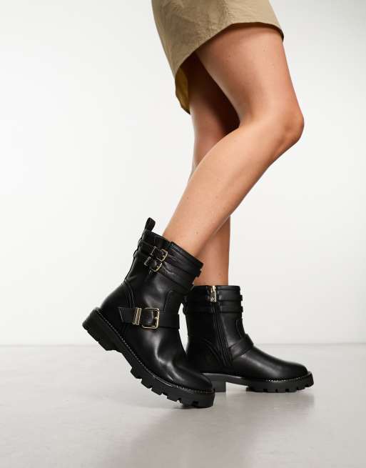 River island black hot sale biker boots