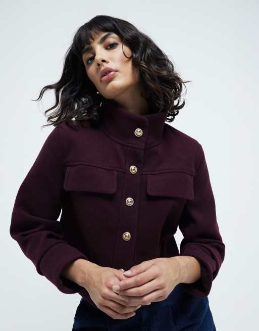 River Island – Burgundowa krótka kurtka ze stójką, 2 z 3