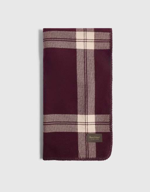 River Island Burgundy knit check lightweight scarf in burgundy, 4 of 4