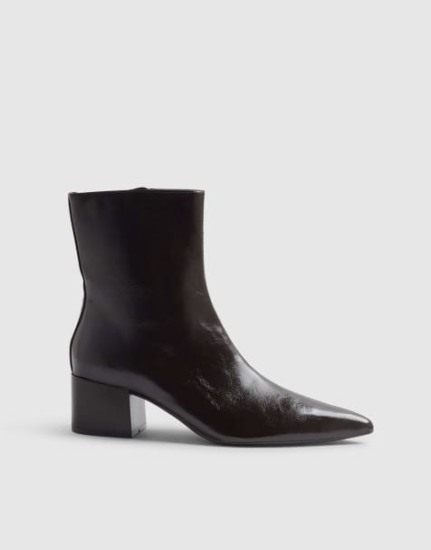 River Island Burgundy point toe heeled ankle boots in burgundy - view 1