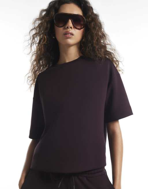 River Island Burgundy premium boxy t-shirt in burgundy, 3 of 4