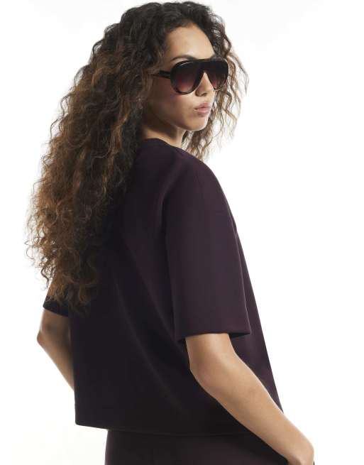 River Island Burgundy premium boxy t-shirt in burgundy, 4 of 4