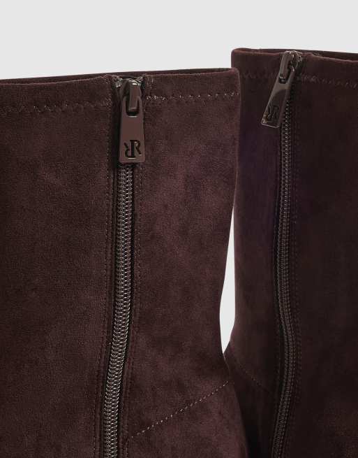 River Island Burgundy two colour stretch sock boots in burgundy, 3 of 4