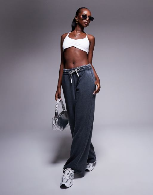 River Island burnout wide leg jogger in grey