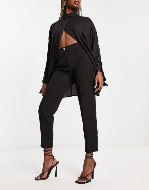 River Island button cigarette pants in black