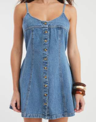 River Island Button Down Denim Mini Dress
