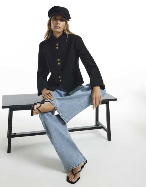 River Island Button drummer jacket in black, 2 of 4