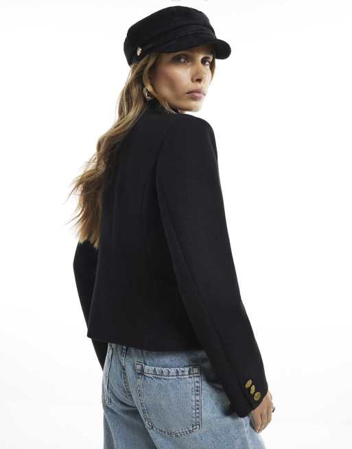 River Island Button drummer jacket in black, 4 of 4