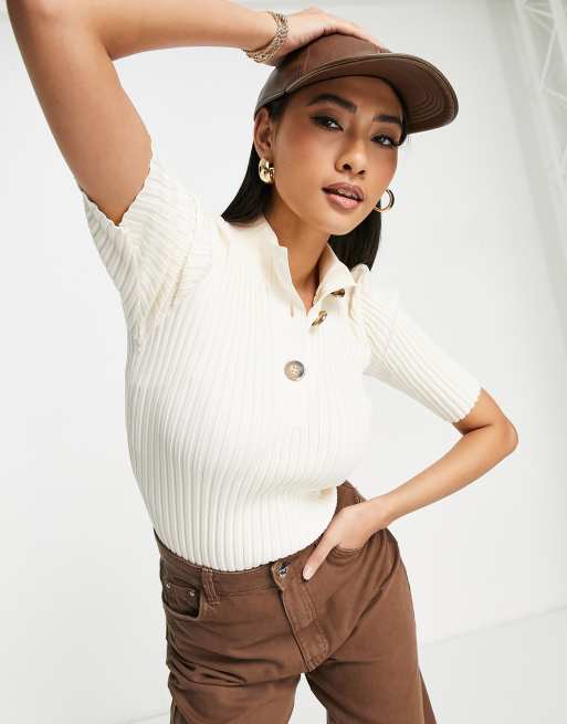 Kenia Rib Top Cream Striped