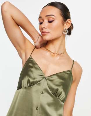 button front slip dress